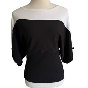 Style & Co. Women’s Large Soft Sweater Dolman Sleeve Black and White Color Block
